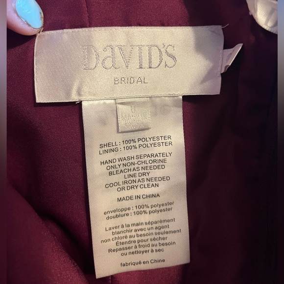 David’s Bridal Long Strapless Chiffon Formal Prom Dress - Picture 7 of 8